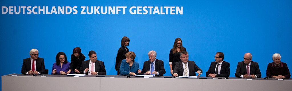 Unterzeichnung des Koalitionsvertrages in Berlin zwischen CDU/CSU und SPD.